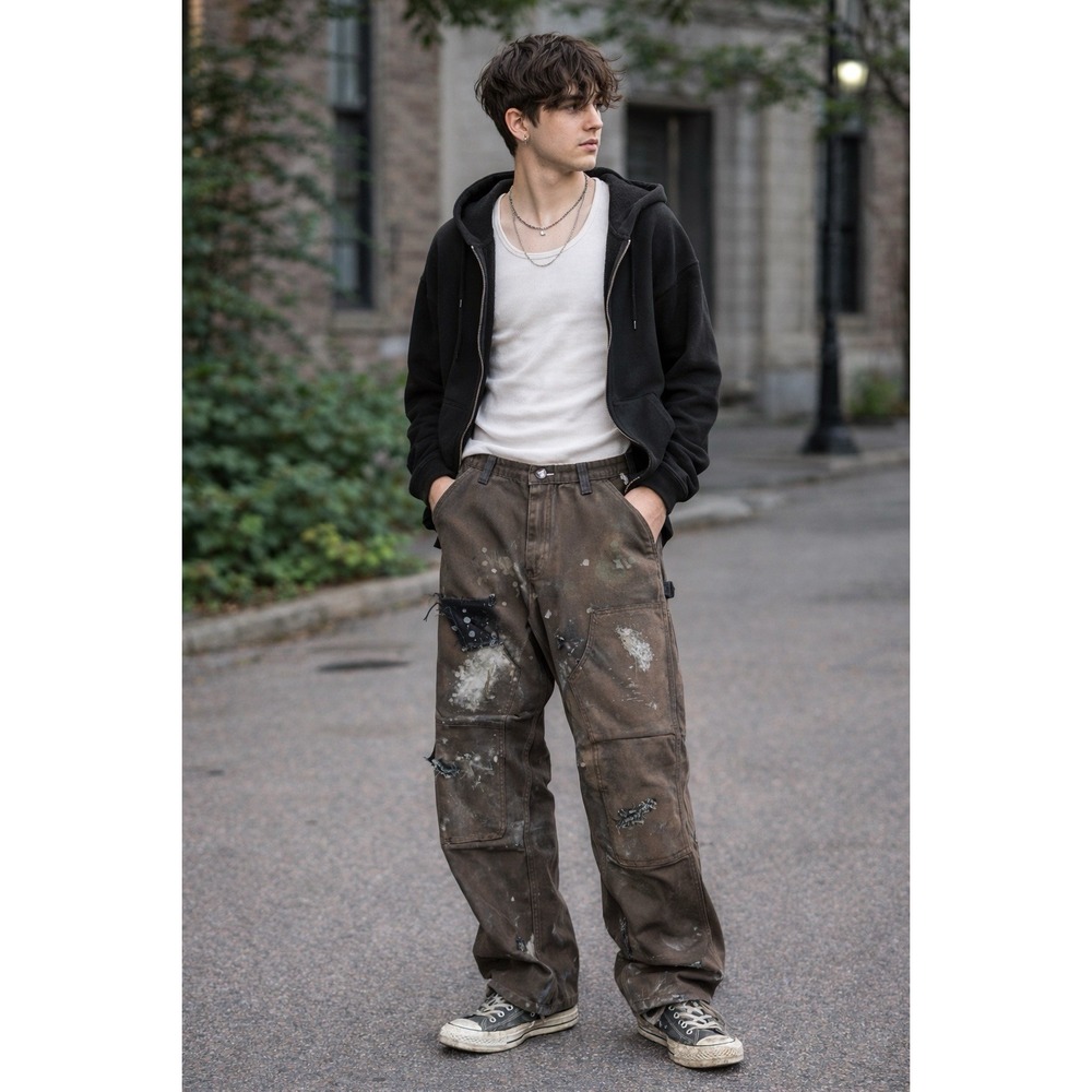 Carhartt Double Knee Thrashed Destroyed Work Pants Relaxed Fit Paint Faded 30x32